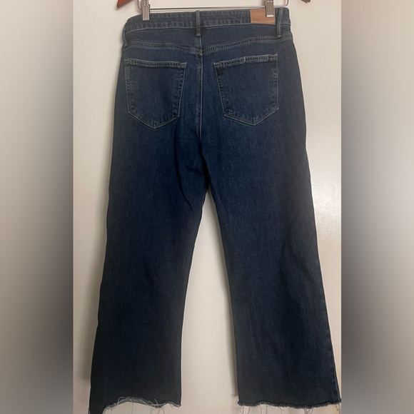 Paige Leenah Ankle Wide Leg Bootcut Jeans High Waist Raw Hem Dark Wash Sz 30 - Picture 5 of 6